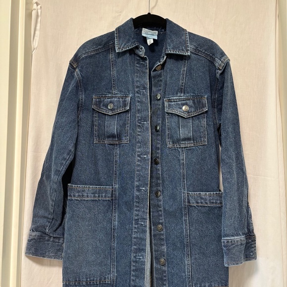 Long-sleeve button-up denim dress / duster - Picture 3 of 5